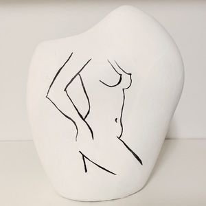 Hand-painted female figure vase